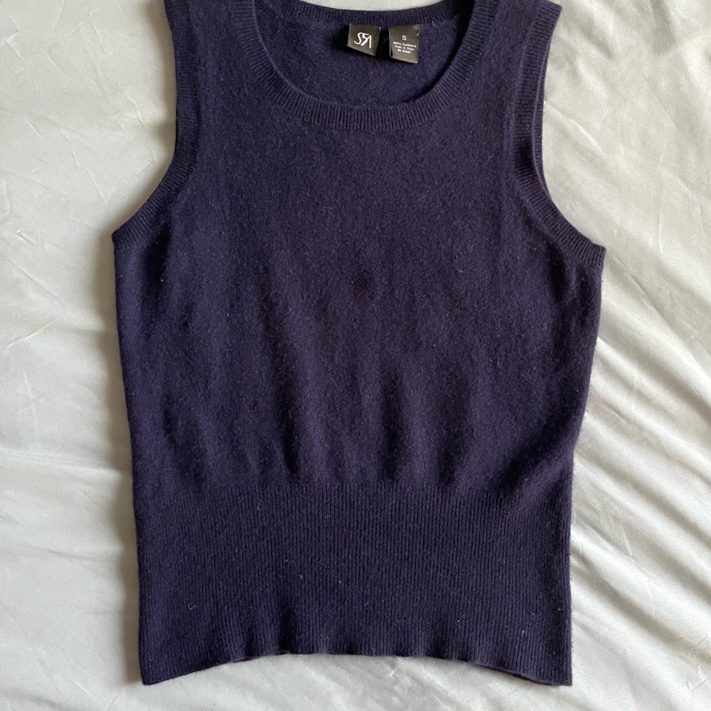 Saks fifth Avenue cashmere sweater vest navy blue
